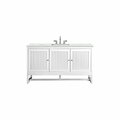 James Martin Vanities Athens 60in Single Vanity, Glossy White w/ 3 CM Ethereal Noctis Top E645-V60S-GW-3ENC